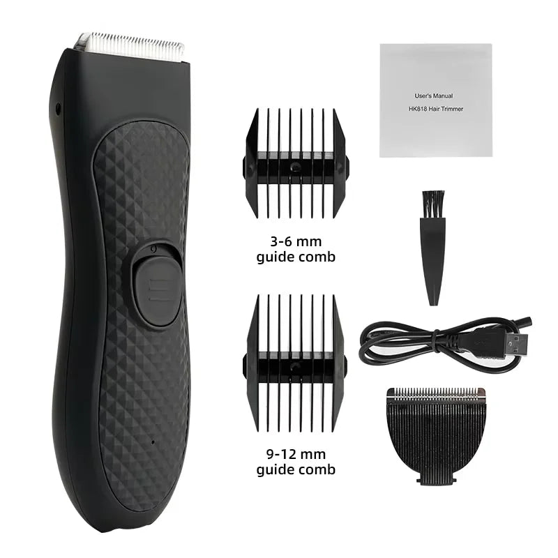 Men’s Electric Groin Hair Trimmer – Rechargeable Body Grooming Clipper for Pubic & Intimate Areas
