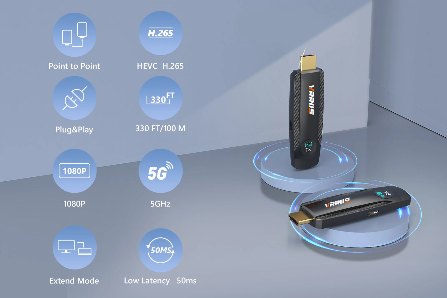 100M Wireless HDMI Video Transmitter & Receiver – Screen Mirror Adapter for Camera, PC to TV