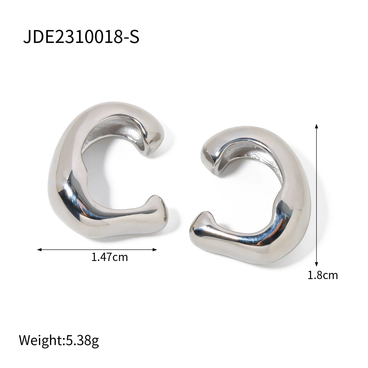 18K Gold Plated Punk Hip Hop Irregular Ear Clip – Waterproof Trendy Stainless Steel Jewelry