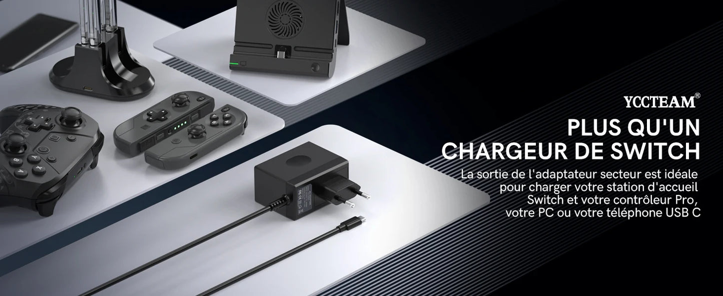 45W AC Adapter Charger for Nintendo Switch β Fast Charging for Switch Lite, Dock & Pro Controller