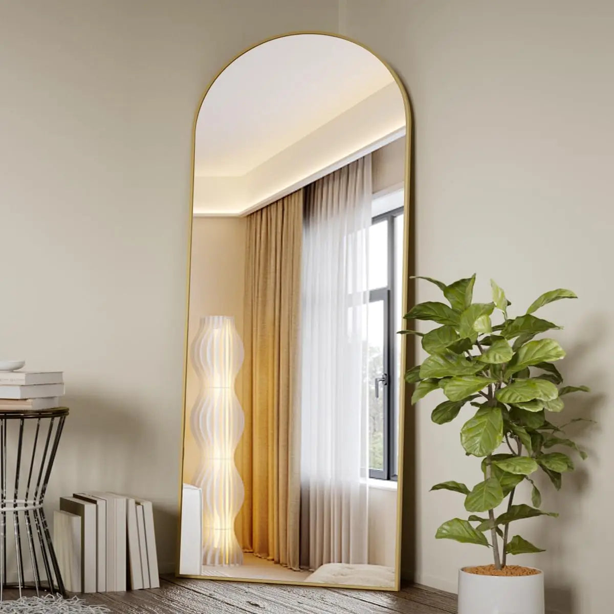 Arched Full Length Mirror – 71"x26" Full Body Floor Mirror, Standing, Hanging or Leaning Wall Mount with Stand