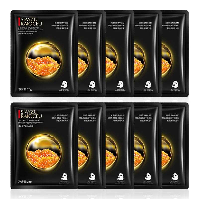 Golden Caviar Facial Mask Sheets β Moisturizing, Oil-Control, Anti-Aging & Anti-Wrinkle Skin Care Treatment