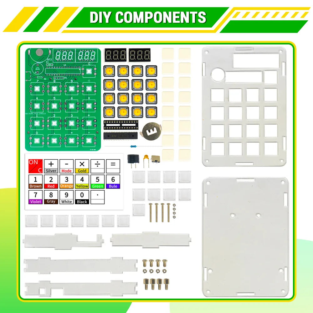 DIY Electronic Calculator Kit - LED Digital Display, Protective Shell, and Microcontroller Soldering Practice Set