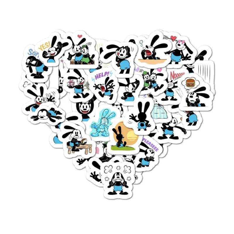 40pcs Graffiti Oswald the Lucky Rabbit Stickers – Cute Cartoon Decals for Luggage, Laptop & Skateboard