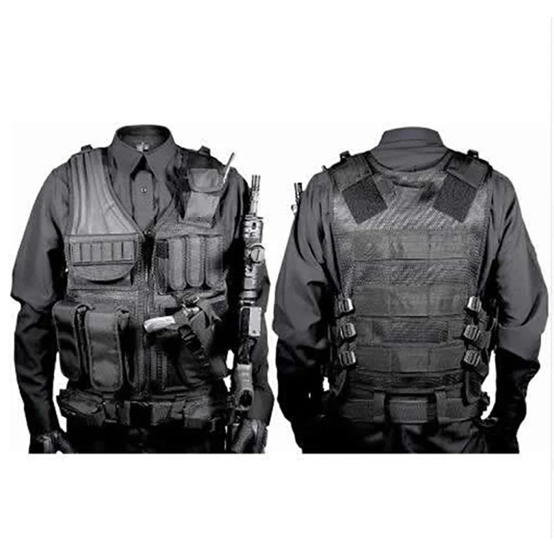 Adjustable Military Tactical Vest - Outdoor Molle Combat Body Armor for Security, Hunting, CS Game, and Airsoft Training