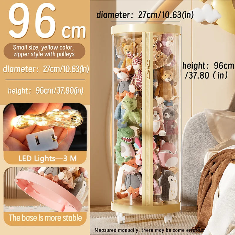 Transparent Doll & Plush Toy Storage Box — DIY Zipper Organizer Tube for Kids’ Toys, Christmas Gift, and Home Use