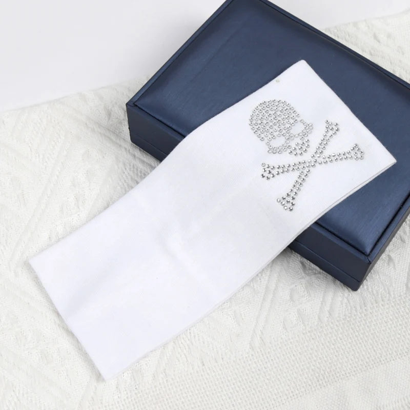 Skull Rhinestone Hairband - Retro Punk Wide-Edge Sports Headband with Elastic Anti-Sweat Design