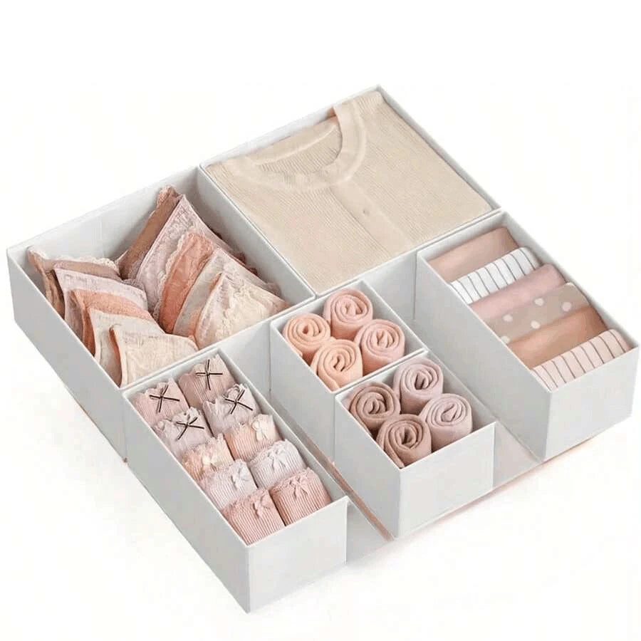 Foldable 6/12PCS Underwear Organizer Set – Hard Storage Boxes for Bras & Socks Drawer & Closet Clothing Organization System