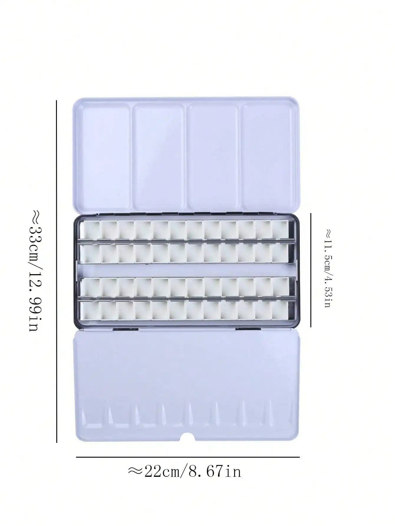 Large Metal Watercolor Tin with Fold-Out Palette: 52 Empty Half Pans - Ideal Watercolor Tray for Artists