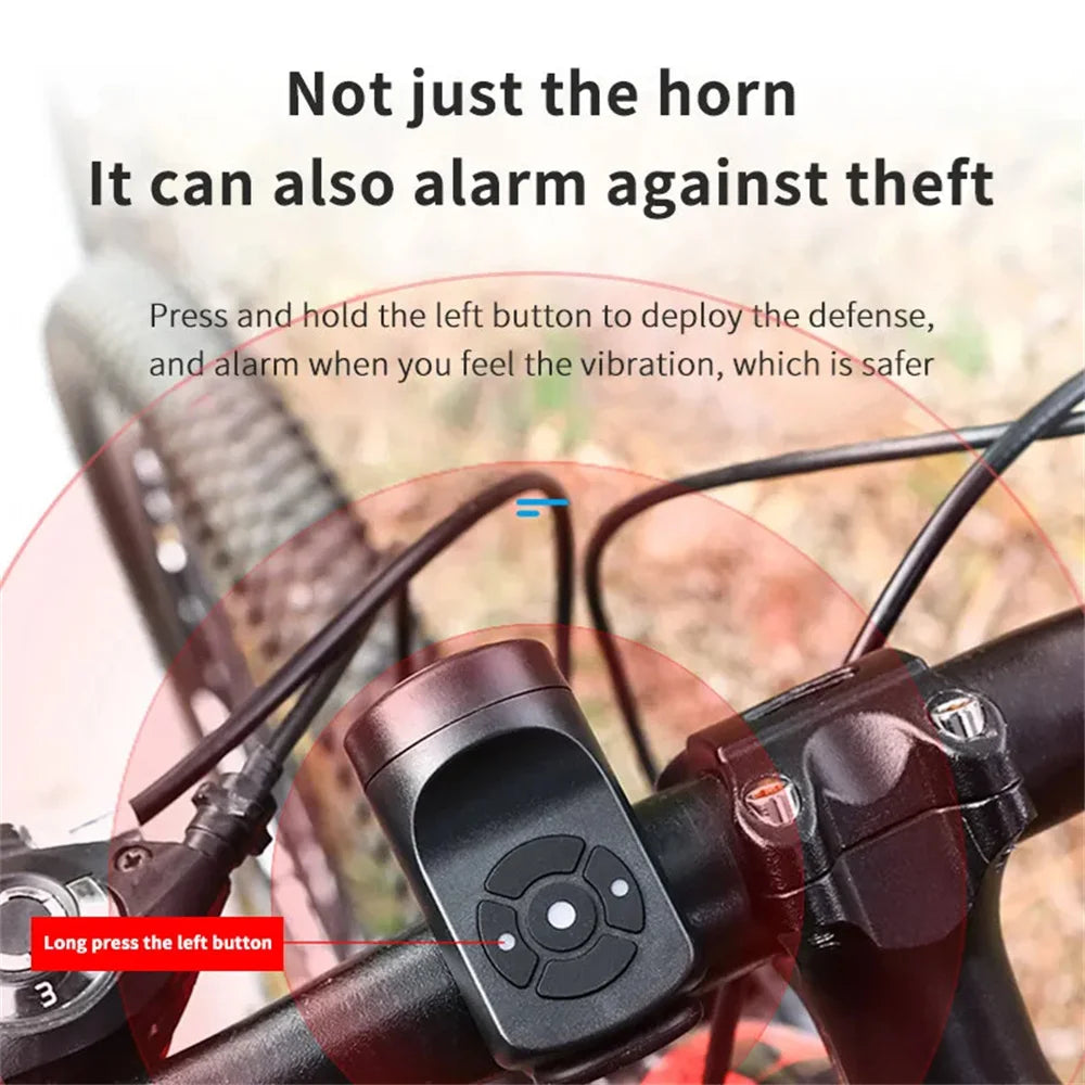 USB Rechargeable Electric Bike Bell & Motorcycle Horn – 4 Modes Mountain Bicycle Anti-Theft Alarm Cycling Accessory with Loud Sound Alert