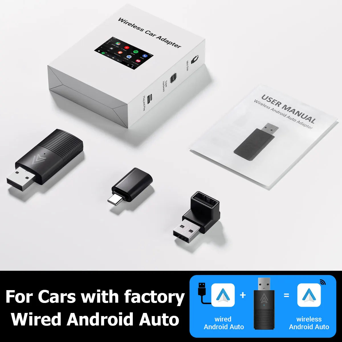 Mini Wireless Android Auto Adapter - Smart System for Wired Android Auto Car Accessories, Compatible with Google Samsung Android 11.0 Phones
