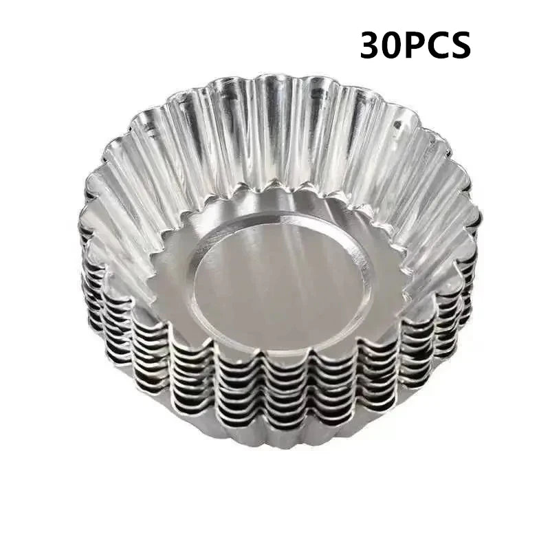 Reusable Non-Stick Aluminum Egg Tart Mold β Flower Shape Cupcake, Muffin, Pudding & Jelly Baking Cup Kitchen Tool