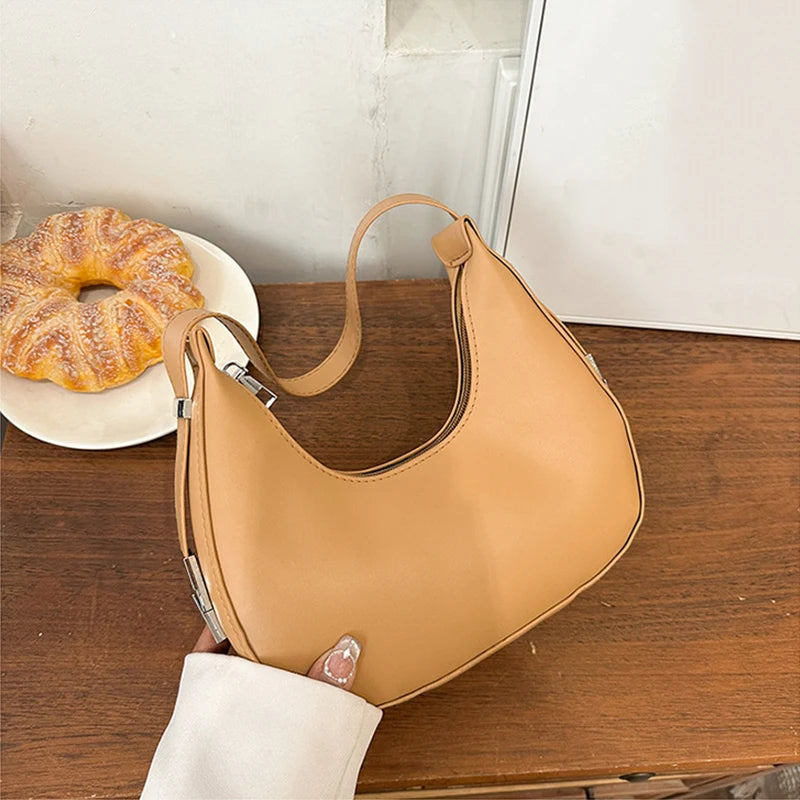 Fashion PU Leather Underarm Bag for Women – Trendy Clutch Handbag, Single Shoulder, Simple Hobo Tote