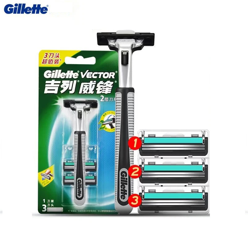 Gillette Vector 2 Razor Set for Men - 9 Blades with 2-Layer Razor Blades for Smooth Shaving