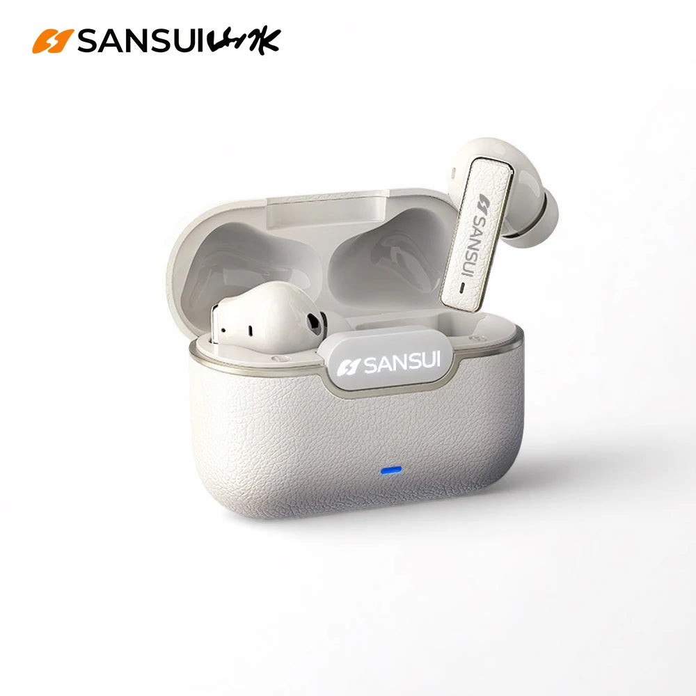 Sansui W28 ANC Bluetooth Earbuds – -52dB Noise Cancelling, 6-Mic HD Calls, In-Ear Detection, Comfort Fit for Sports & Work