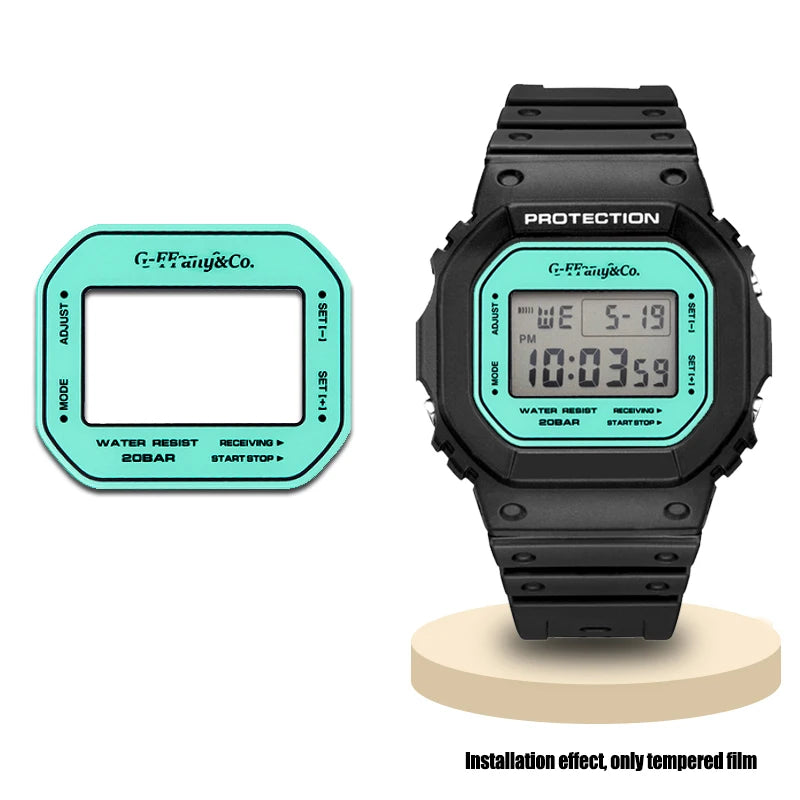 7-Color Tempered Glass Screen Protector for Casio G-Shock DW-5600, DW-5635 & GW-B5600 - Watch Face Protective Film