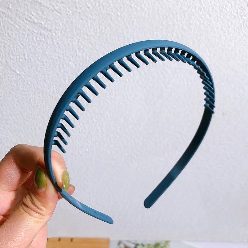 Fashion Solid Color Plastic Hairbands – Toothed Wave Combs, Non-slip Hair Bands for Women & Girls, Face Wash Headbands, Hair Accessories