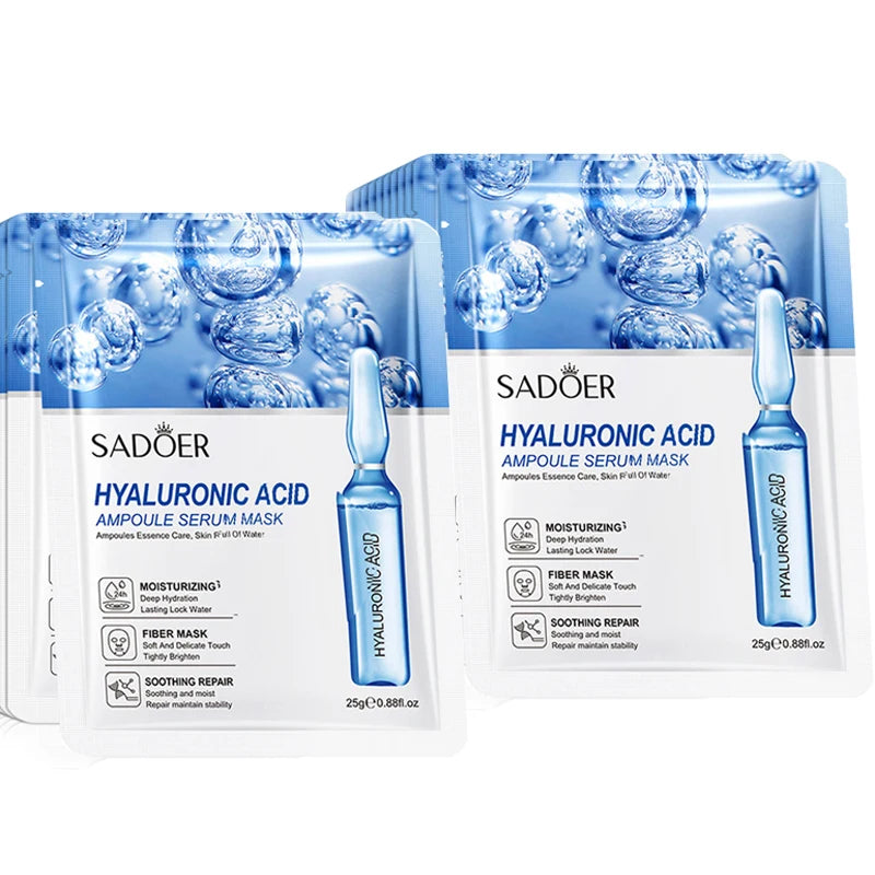 10pcs SADOER 24K Gold Face Masks – Vitamin C & Hyaluronic Acid for Moisturizing, Firming & Hydrating Skin Care