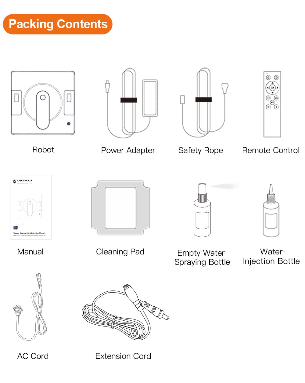 Liectroux YW509 Window Cleaning Robot - Dual Water Spray, Smart Navigation, Laser Sensor - For Home Glass, Floor and Wall Cleaning