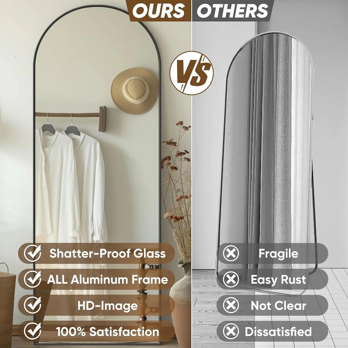 58"x18" Full-Length Floor Mirror β Oversized Rectangular Full Body Mirror with Stand for Bedroom, Living Room & Cloakroom