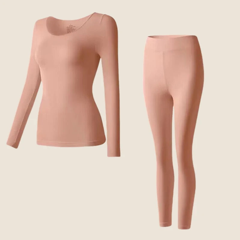 Flarixa Women’s Seamless Thermal Underwear Set – 2-Piece Winter Top & Long Johns, Thin First-Layer Thermo Clothing