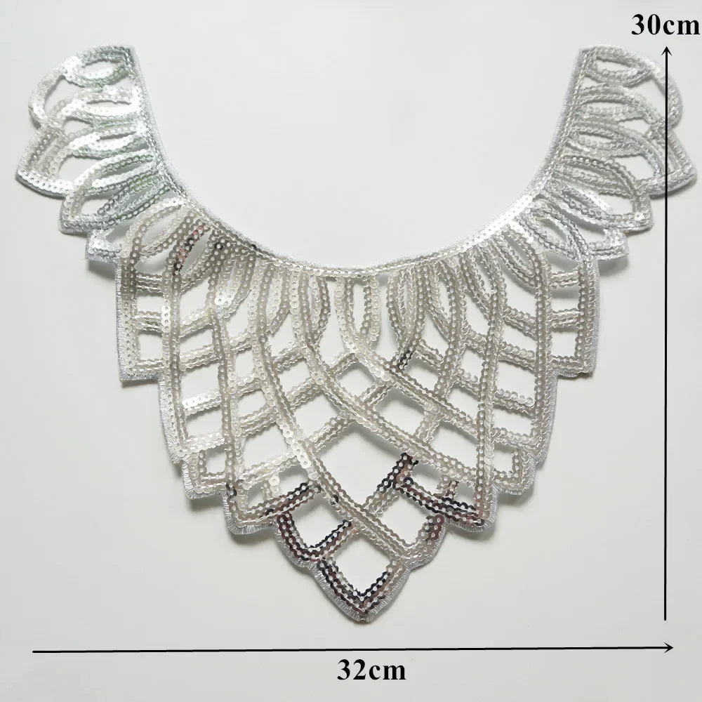 Silver Baroque Sequin Flower Applique β Embroidered Iron-On Patch for Wedding & DIY Crafts