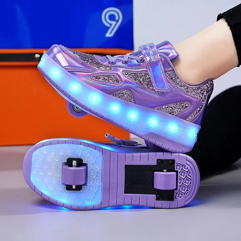 Kids' Inline Roller Skates β Removable 2-Wheel Skate Sneakers for Girls, Powerslide Wheeled Shoes