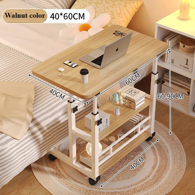 Adjustable Height Portable Study Desk with Storage Shelf β Mobile Bedside Table for Work & Dining, Includes USB Fan & Light