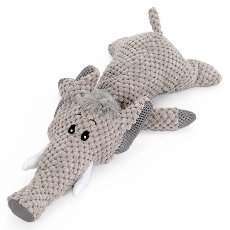 Plush Dog Chew Toy - Bite-Resistant Squeaky Teeth Cleaning Toy for Small Dogs