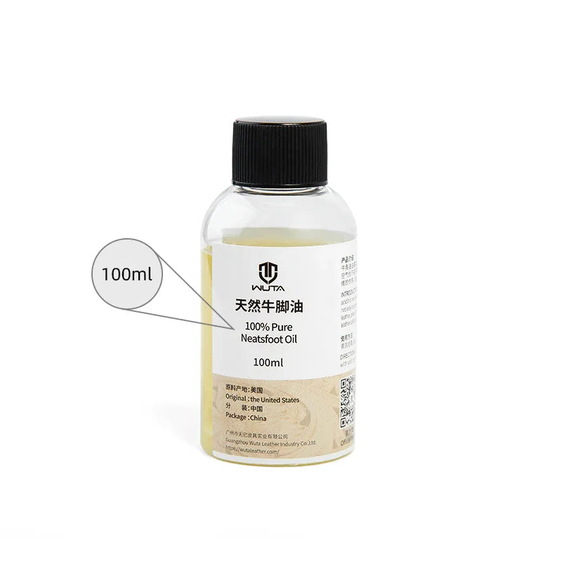 WUTA 100% Pure Neatsfoot Oil Leather Conditioner 30/100ml Softener for Boots Shoes Bags Belts Saddles Restores Dry Leather Care