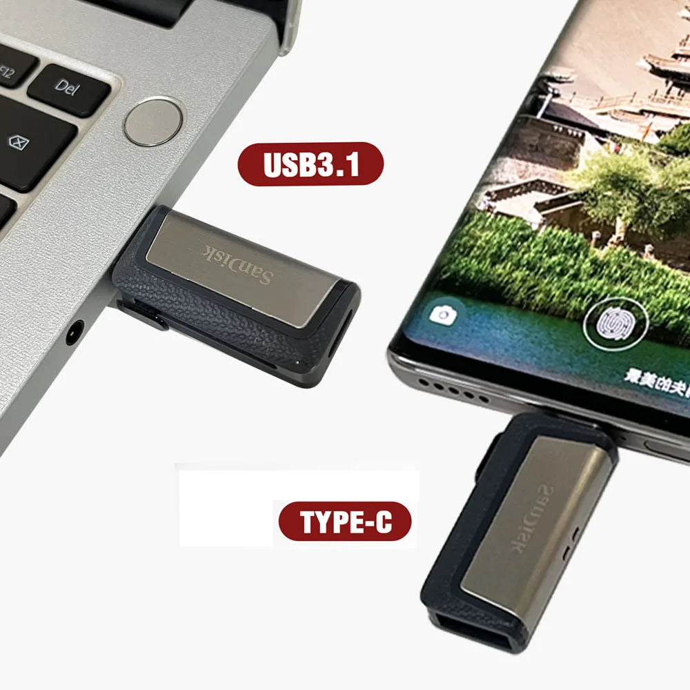 SanDisk Ultra Dual Drive - 2-in-1 USB-C & USB-A OTG Flash Drive 64GB–256GB Up to 150MB/s