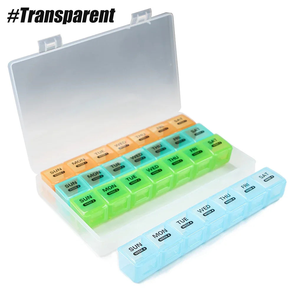 Monthly Pill Organizer β 28-Day Moisture-Resistant Case with Dust-Proof Box for Pills, Vitamins, and Fish Oil