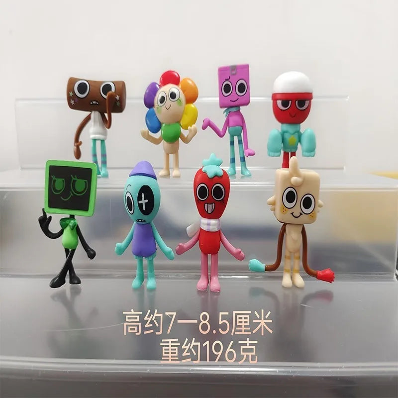 8pcs Dandy World Action Figures Set – 6–8cm Sunflower Lily Magician Game Collectible Dolls