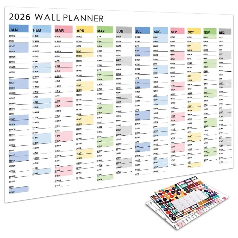 2026 Wall Calendar Planner - Annual Schedule Organizer with To-Do List Memo Pad & Agenda Tracker