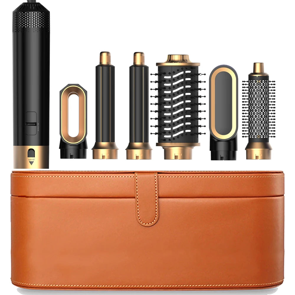 6-in-1 Hair Dryer Brush – Detachable Curler & Straightening Comb with Heat Control for Smooth Hair Styling