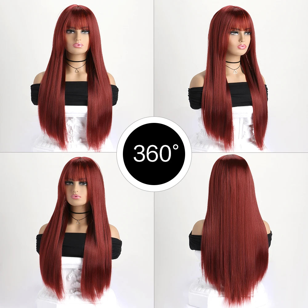 26" Long Straight Synthetic Wig for Women – Colorful Fashion Wig for Daily Wear, Halloween Costume, Party & Cosplay