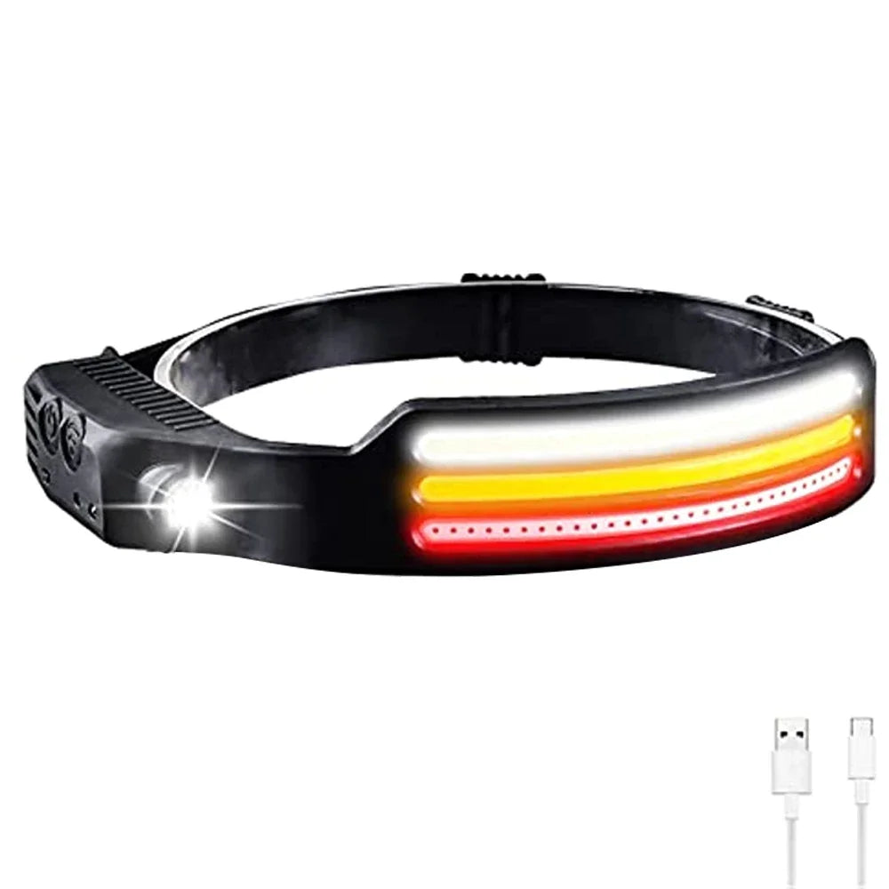 IR Motion Sensor Headlamp β USB Rechargeable Waterproof Headlight, White/Yellow/Red Light 10 Modes Ultra Bright Adjustable Beam Head Lamp for Camping & Outdoor Use