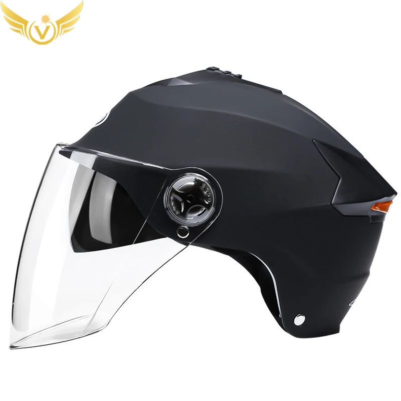 Motorcycle Helmet with LED Lights – Double Visor Moped Helmet for Men & Women, Electric Scooter & Bicycle Light, Rechargeable