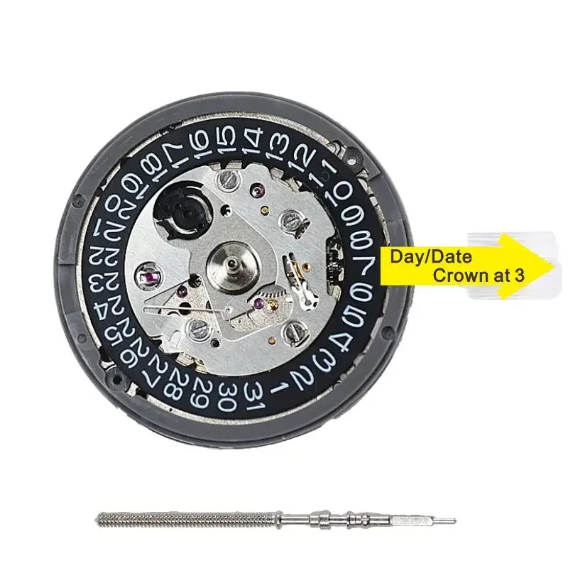 Genuine NH35A Automatic Mechanical Watch Movement – High Accuracy 24 Jewels Self-Winding Replacement Module with 3 O’Clock Date Function
