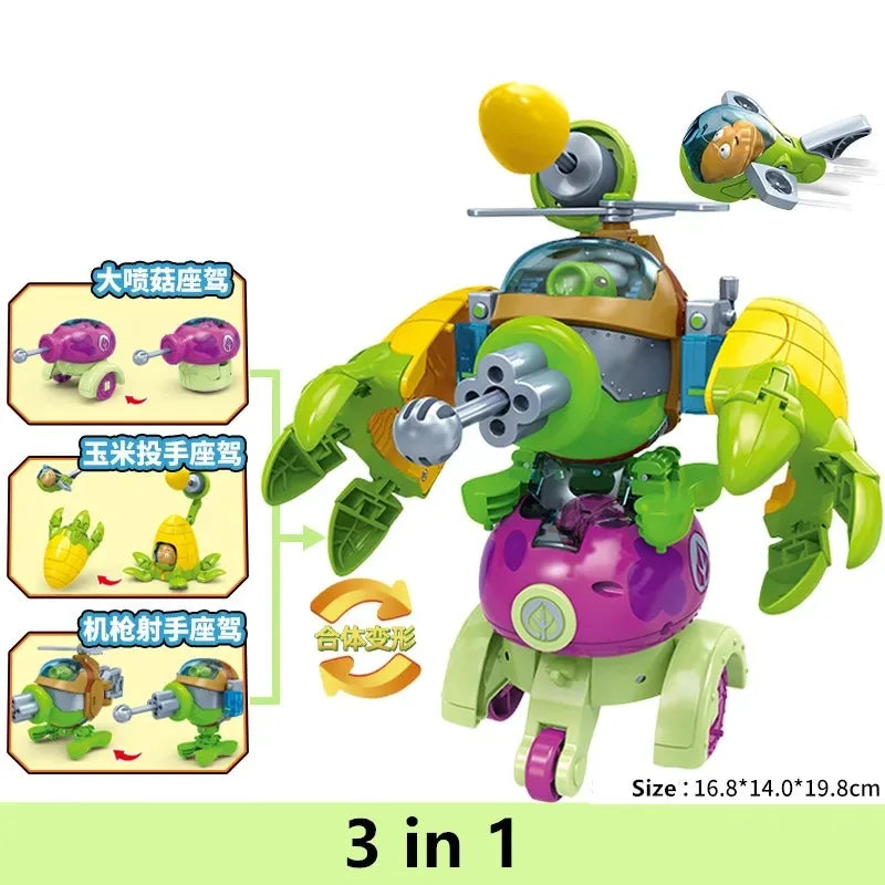 2025 Plants vs. Zombies Action Figure Set – Robot Sunflower, Cactus & Corn PVC Deformation Toys for Kids Gift