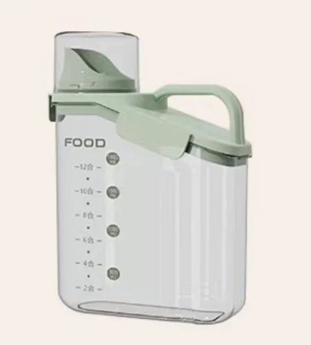 Airtight Rice Storage Container with Measuring Cup - Cereal & Dry Food Dispenser, BPA-Free Pet Food Box for Dogs & Cats