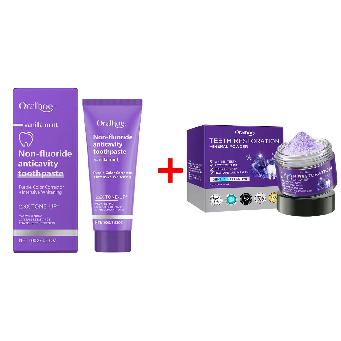 Purple Teeth Whitening Mineral Powder – Teeth Restoration, Stain Removal & Fresh Breath Oral Cleanser