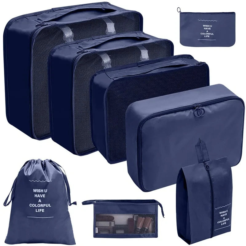 7–10 Pc Travel Organizer Storage Bags Set – Portable Packing Cubes for Suitcase, Clothes, Shoes & Luggage Tidy Pouch