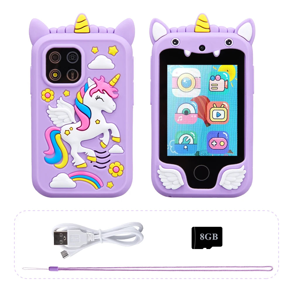 Kids Musical Smart Phone Toy – Cartoon Unicorn Touchscreen Baby Mobile for Girls & Boys, Educational Birthday & Christmas Gift