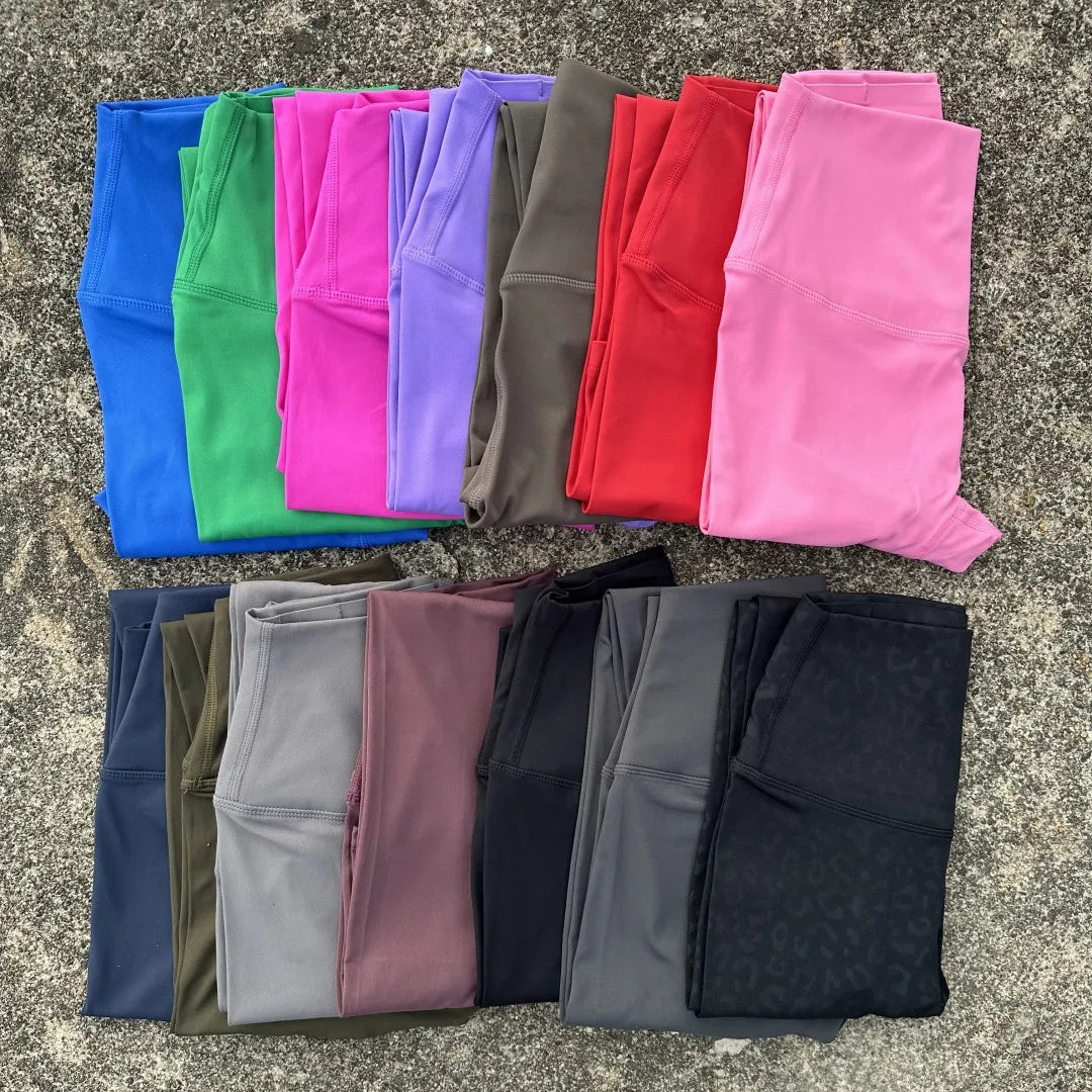 Women’s High Waist Yoga & Gym Leggings – Solid Color Ankle-Length Fitness Sports Pants with Back Pocket