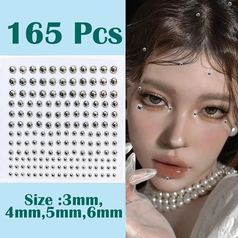 165PCS Non-Piercing Lip, Nail & Body Stickers – Self-Adhesive, Waterproof, Reusable Fake Jewelry for Lip, Eyebrow, Nose & Belly Button