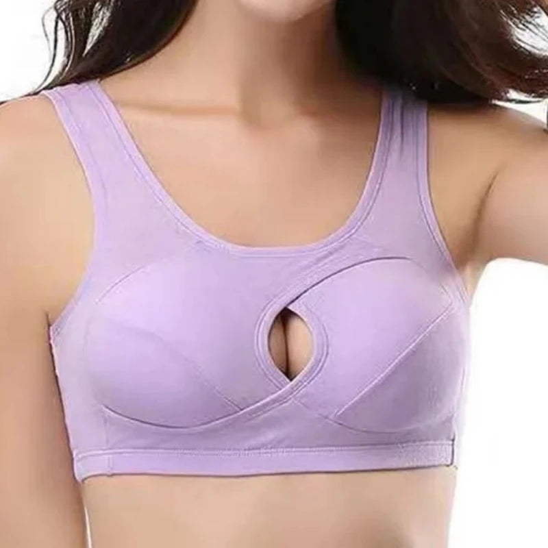 Plus Size Cotton Seamless Bra S–6XL – Breathable Hollow Out Bralette with Removable Pads, Comfortable Women’s Underwear Brassiere