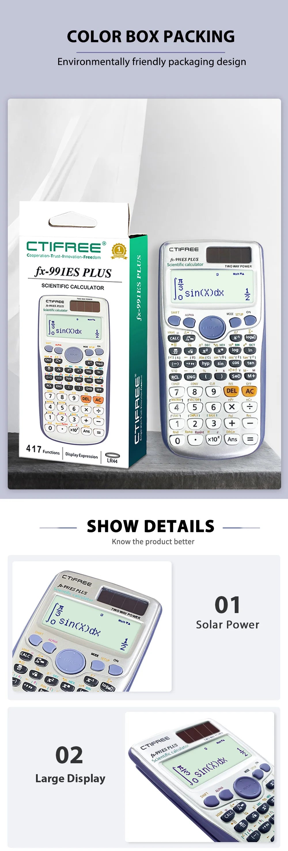 FX-991ES PLUS Scientific Calculator – 417 Functions Original Model for High School & University Students, Coin Battery Office Calculator