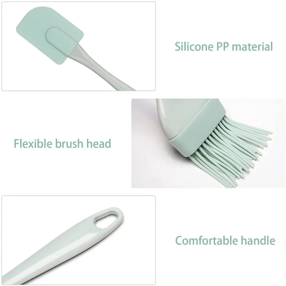 3-Piece Silicone Baking Spatula Set – Non-Stick Cream Scraper, Butter Mixer & Oil Brush for Kitchen