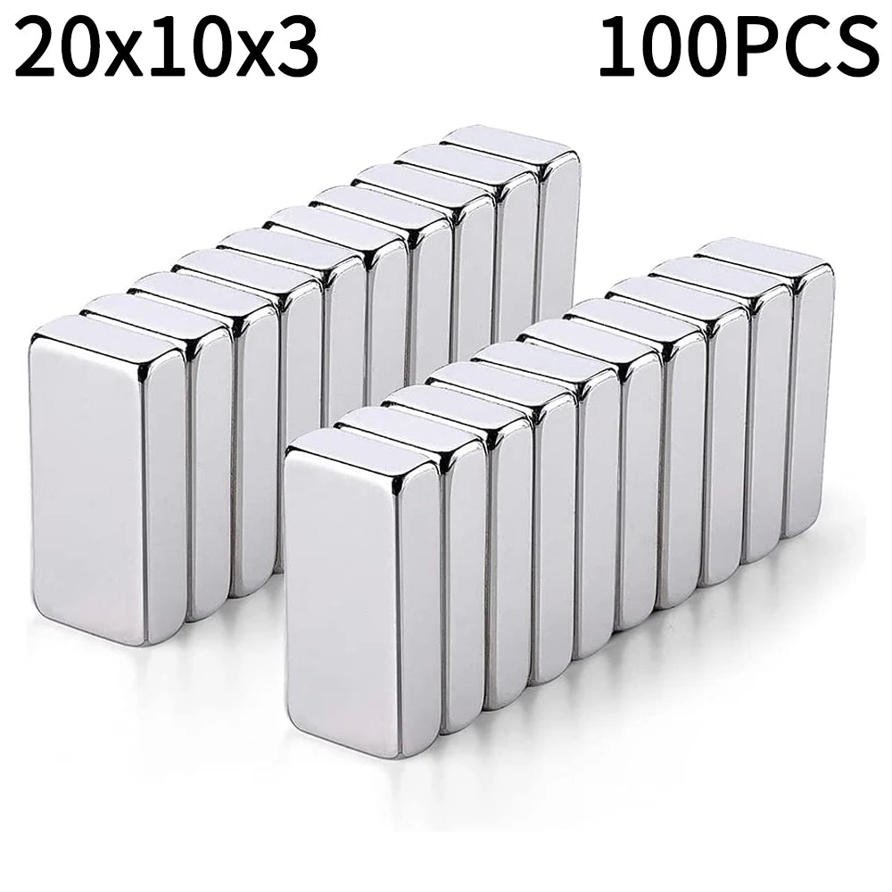 Super Strong Square Block Magnets Set - 20-100 PCS Powerful Neodymium Magnets for DIY & Refrigerator Use